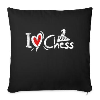 Ich liebe schach chess - Sofakissenbezug 45 x 45 cm - Schwarz - Vorne