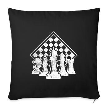 Chess figures king tower horse - Sofa pillowcase 17,3'' x 17,3'' (45 x 45 cm) - black - Front
