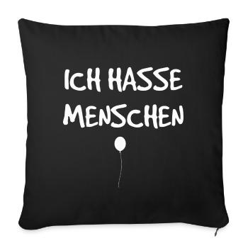 Je déteste les gens - Cadeau d’anniversaire - Housse de coussin décorative 45 x 45 cm - noir - Devant