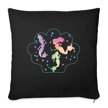 Seashell with dancing mermaids - Sofa pillowcase 17,3'' x 17,3'' (45 x 45 cm) - black - Front