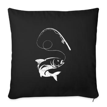 Icône de poisson pêche pêche - Housse de coussin décorative 45 x 45 cm - noir - Devant