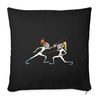 Escrime idée cadeau manoeuvre évasive - Housse de coussin décorative 45 x 45 cm - noir - Devant