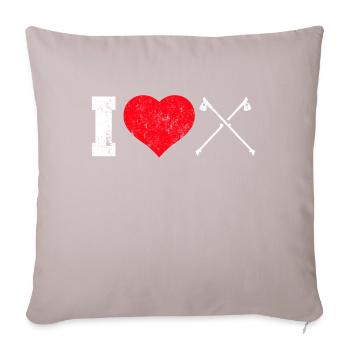 J'aime le coeur de la marche nordique - Housse de coussin décorative 45 x 45 cm - taupe clair - Devant