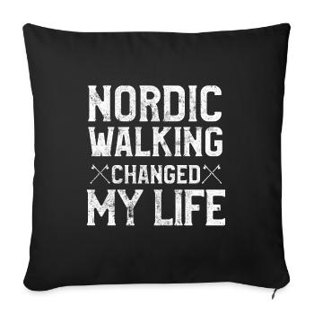 Nordic Walking saying - Sofa pillowcase 17,3'' x 17,3'' (45 x 45 cm) - black - Front