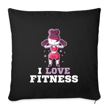 fitness woman love - Sofa pillowcase 17,3'' x 17,3'' (45 x 45 cm) - black - Front