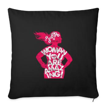 Dicton féministe - Housse de coussin décorative 45 x 45 cm - noir - Devant