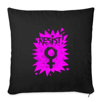 Female Symbol activist - Sofa pillowcase 17,3'' x 17,3'' (45 x 45 cm) - black - Front