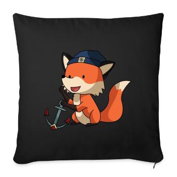 Fox as a sailor - Sofa pillowcase 17,3'' x 17,3'' (45 x 45 cm) - black - Front