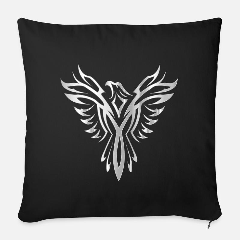 Vogel Phönix Flügel silber - Sofakissenbezug 45 x 45 cm - Schwarz