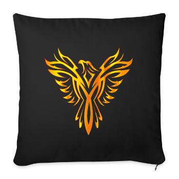 Oiseau phoenix aile de feu - Housse de coussin décorative 45 x 45 cm - noir - Devant