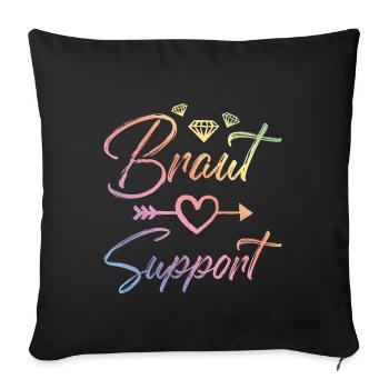 diamant de soutien de la mariée coeur - Housse de coussin décorative 45 x 45 cm - noir - Devant