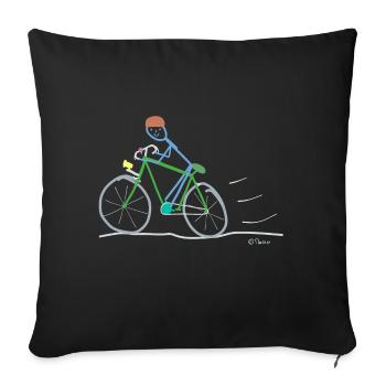 Rennrad Strichmännnchen, Umweltschutz nachhaltig - Sofakissenbezug 45 x 45 cm - Schwarz - Vorne