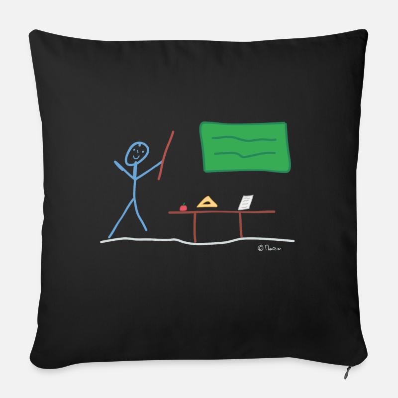 Lehrer Strichmännnchen, Unterricht Schule Beruf - Sofakissenbezug 45 x 45 cm - Schwarz
