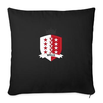 Drapeau Valais Wallis - Sofakissenbezug 45 x 45 cm - Schwarz - Vorne