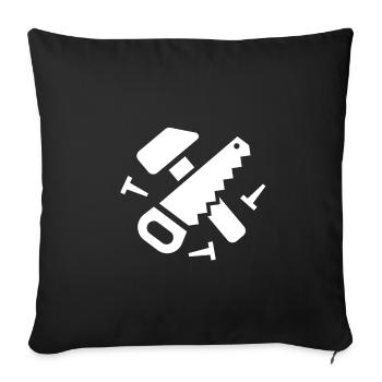 Work Hammer Saw Icon - Housse de coussin décorative 45 x 45 cm - noir - Devant