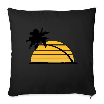 sun stripes lines silhouette palm beach sea - Sofa pillowcase 17,3'' x 17,3'' (45 x 45 cm) - black - Front