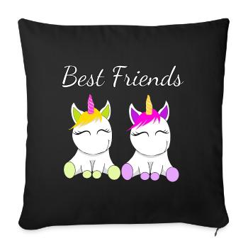 Best Friends Unicorns - Sofa pillowcase 17,3'' x 17,3'' (45 x 45 cm) - black - Front