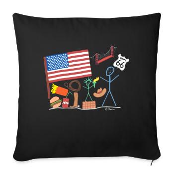 America USA Stick Figure Travel States Bridge - Sofa pillowcase 17,3'' x 17,3'' (45 x 45 cm) - black - Front
