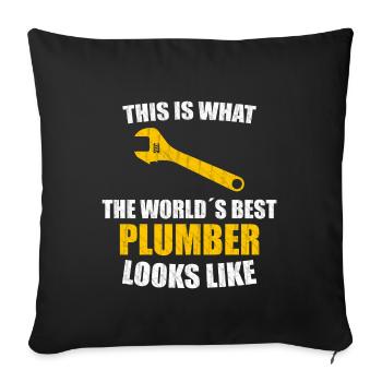 Meilleur plombier du monde - Housse de coussin décorative 45 x 45 cm - noir - Devant