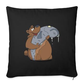 Un cadeau avec un poisson trophée pêcheur - Housse de coussin décorative 45 x 45 cm - noir - Devant