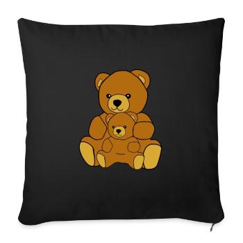 Teddy-Bär mit Kind - Sofakissenbezug 45 x 45 cm - Schwarz - Vorne