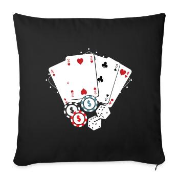 Poker Card - Poker Card Game Cards Full house - Sofa pillowcase 17,3'' x 17,3'' (45 x 45 cm) - black - Front