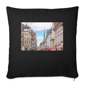 Affiche de la vieille ville de Hameln, Basse-Saxe - Housse de coussin décorative 45 x 45 cm - noir - Devant
