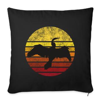 Cormoran au coucher du soleil - Housse de coussin décorative 45 x 45 cm - noir - Devant