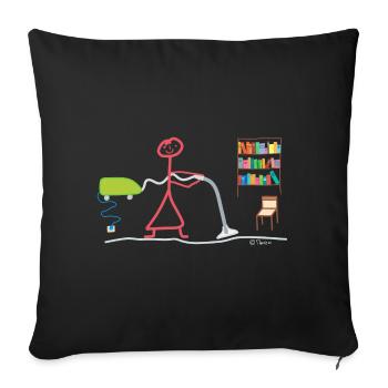 Ménage Strichmännchen femme au foyer Aspirateur - Housse de coussin décorative 45 x 45 cm - noir - Devant
