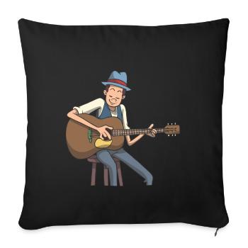 Acoustic Western guitarist with guitar - Sofa pillowcase 17,3'' x 17,3'' (45 x 45 cm) - black - Front