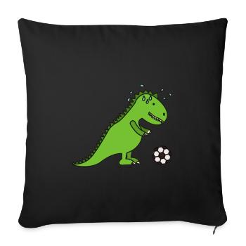 Footballeur de dinosaure - Housse de coussin décorative 45 x 45 cm - noir - Devant