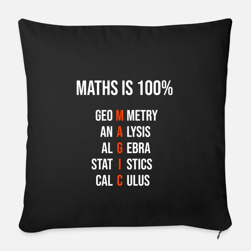 Mathe ist 100% Magie - Sofakissenbezug 45 x 45 cm - Schwarz