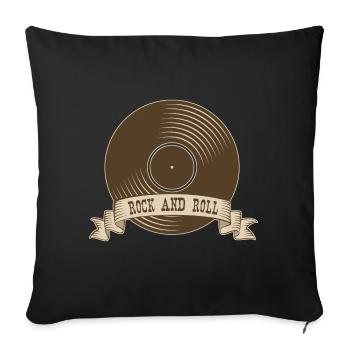 Rock n roll Rock Rock and Roll Vinyle - Housse de coussin décorative 45 x 45 cm - noir - Devant