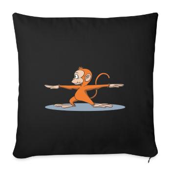 Singe Yoga Warrior 2 pose - Housse de coussin décorative 45 x 45 cm - noir - Devant