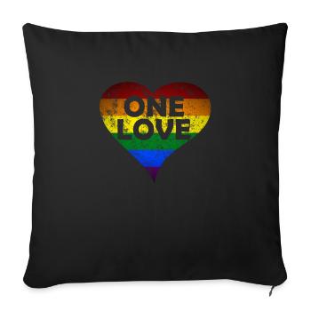 One love heart vintage - Sofa pillowcase 17,3'' x 17,3'' (45 x 45 cm) - black - Front