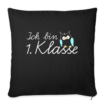 School enrollment I am 1st grade owl - Sofa pillowcase 17,3'' x 17,3'' (45 x 45 cm) - black - Front