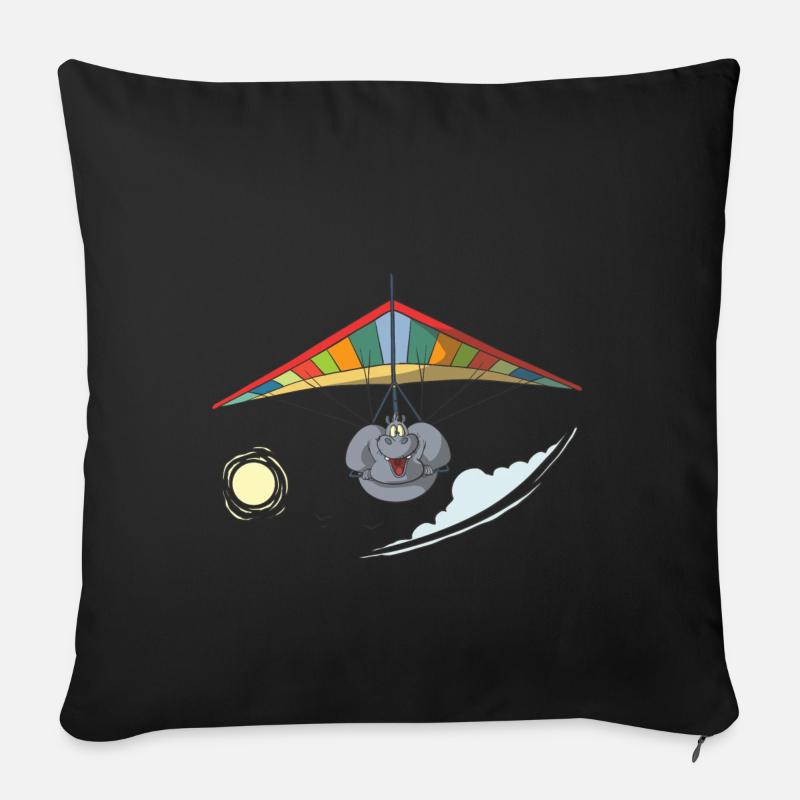 Drachenflieger Gleiter Hängegleiter Hippo - Sofakissenbezug 45 x 45 cm - Schwarz