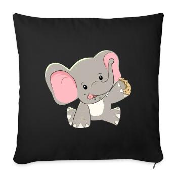 Elephant Elephants Baby Children Zoo Zoo Animals Cookies - Sofa pillowcase 17,3'' x 17,3'' (45 x 45 cm) - black - Front