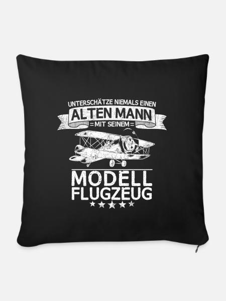 Modellflugzeug Modellbau Flugzeugmodell Spruch Opa - Sofakissenbezug 45 x 45 cm - Schwarz