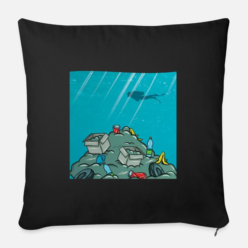 green planet - safe the ocean - Sofakissenbezug 45 x 45 cm - Schwarz