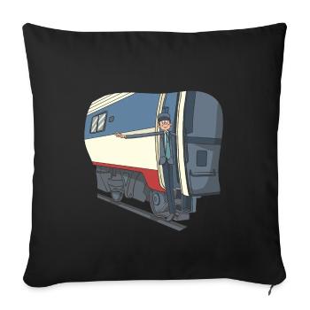 Zugführer Lockführer Eisenbahner - Sofakissenbezug 45 x 45 cm - Schwarz - Vorne