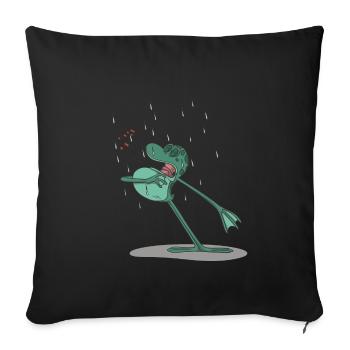 Lustiger Frosch singt im Regen - Sofakissenbezug 45 x 45 cm - Schwarz - Vorne