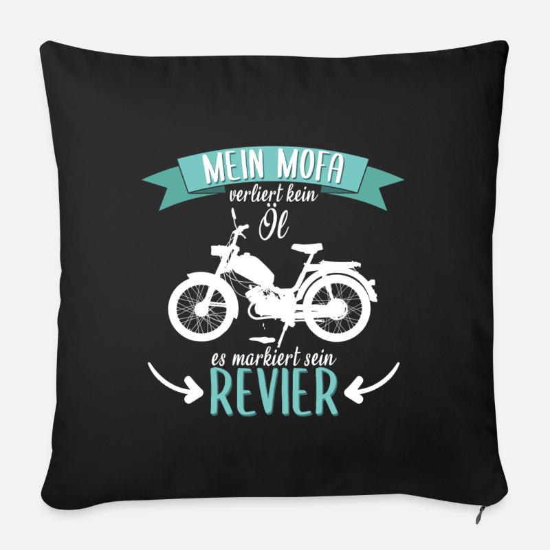 Mofa Moped Motorrad Zweitakt lustig Spruch - Sofakissenbezug 45 x 45 cm - Schwarz