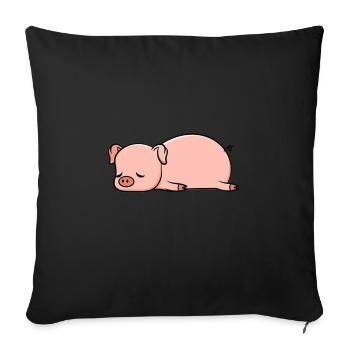 Schlafendes Schwein - Comic - Sofakissenbezug 45 x 45 cm - Schwarz - Vorne