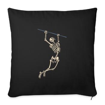 Skeleton on the fitness sport chin-up bar - Sofa pillowcase 17,3'' x 17,3'' (45 x 45 cm) - black - Front