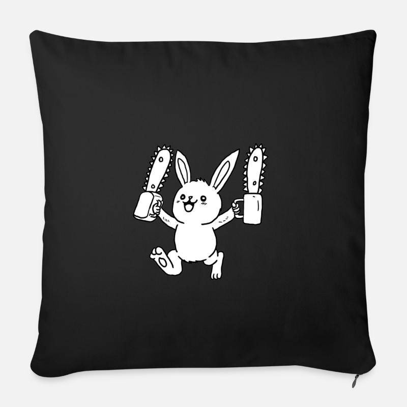 Hase mit Kettensäge - Chainsaw Bunny - Sofakissenbezug 45 x 45 cm - Schwarz