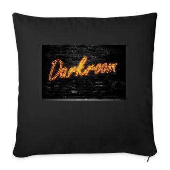 Enseigne au néon chambre noire sur le mur de briques affiche - Housse de coussin décorative 45 x 45 cm - noir - Devant