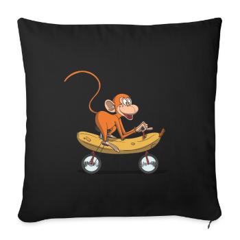 Funny monkey, monkey on bicycle banana - Sofa pillowcase 17,3'' x 17,3'' (45 x 45 cm) - black - Front
