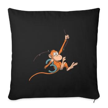 Monkey Children's Birthday 3rd Birthday Gift - Sofa pillowcase 17,3'' x 17,3'' (45 x 45 cm) - black - Front