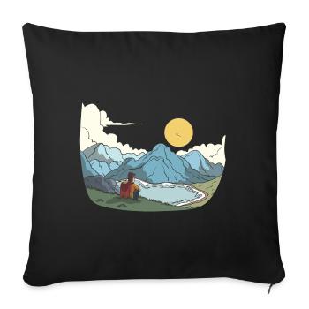 View of mountains, lakes and peaks - Sofa pillowcase 17,3'' x 17,3'' (45 x 45 cm) - black - Front
